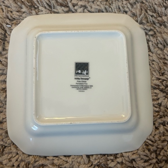 222 Fifth “Holiday Decoupage” Fine China Appetizer Plate - Picture 2 of 2